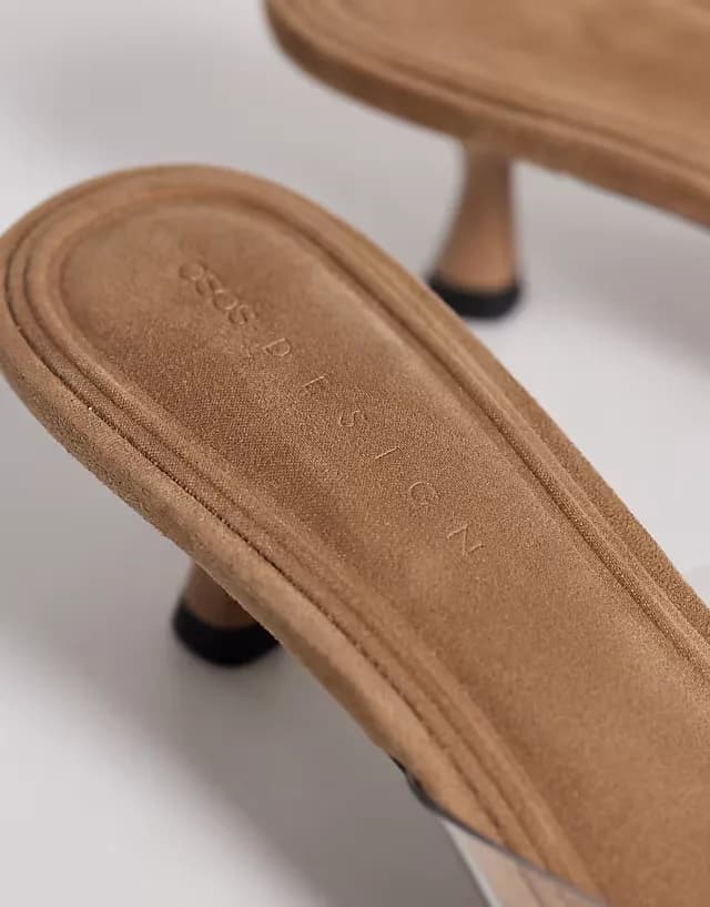 High-five kitten heel mules in clear