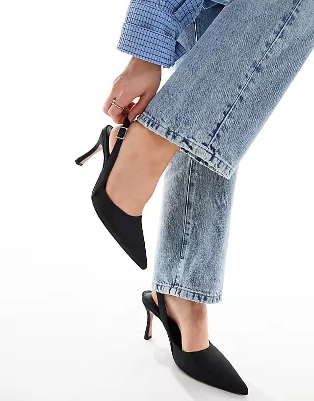 Wide Fit Samber 2 slingback stiletto heels in black