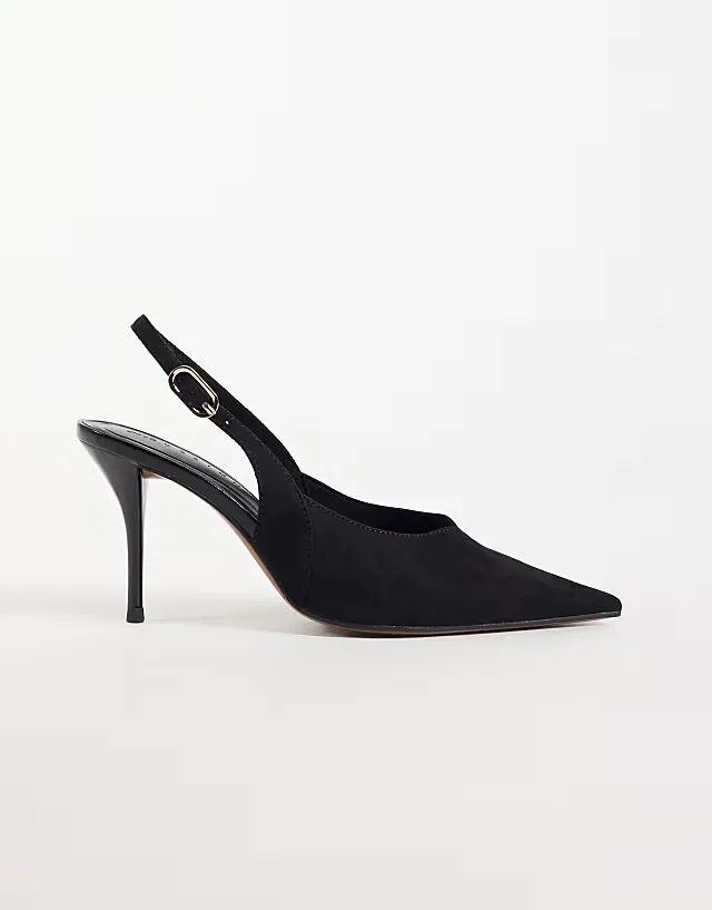 Serena slingback stiletto heels in black suedette