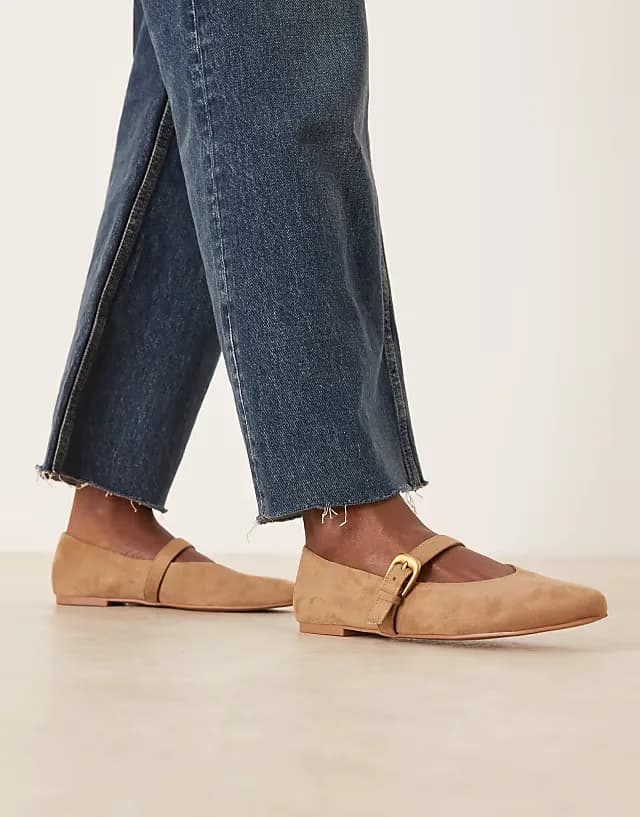 Leah Mary Jane ballet flats in sand suedette