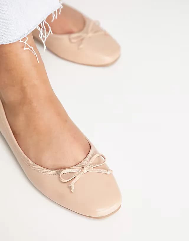 Wide Fit Lullaby bow ballet flats in beige