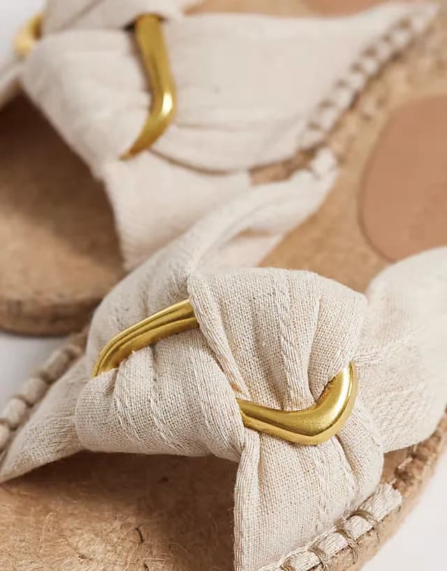 Jade knotted espadrille mules in stone