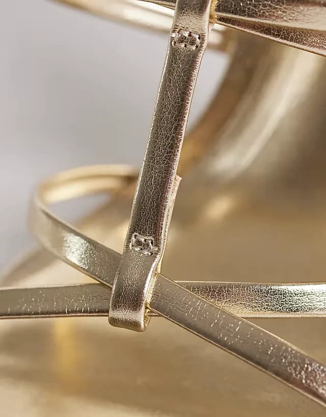 Natalia caged t-bar high heel sandals in gold