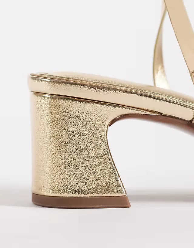 Honeybee mid block heeled sandals in gold