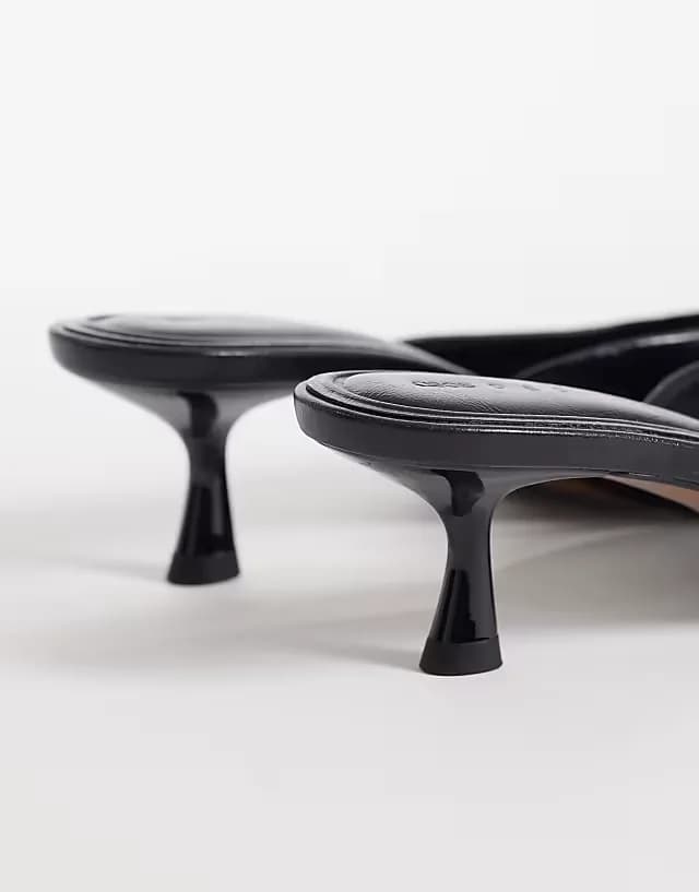High-Five kitten heel mules in black