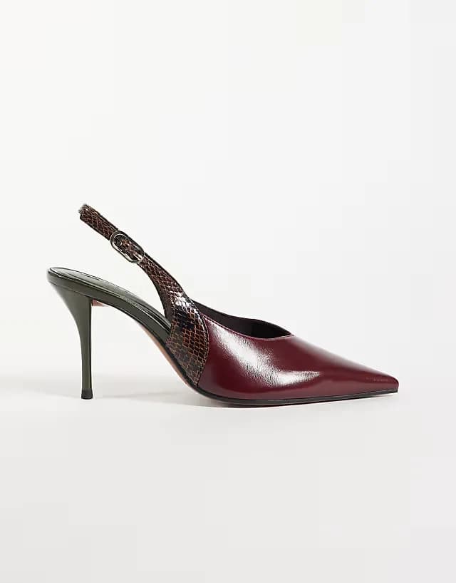 Serena slingback stiletto heels in burgundy mix