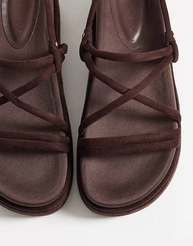 Fortitude strappy flatform sandals in chocolate