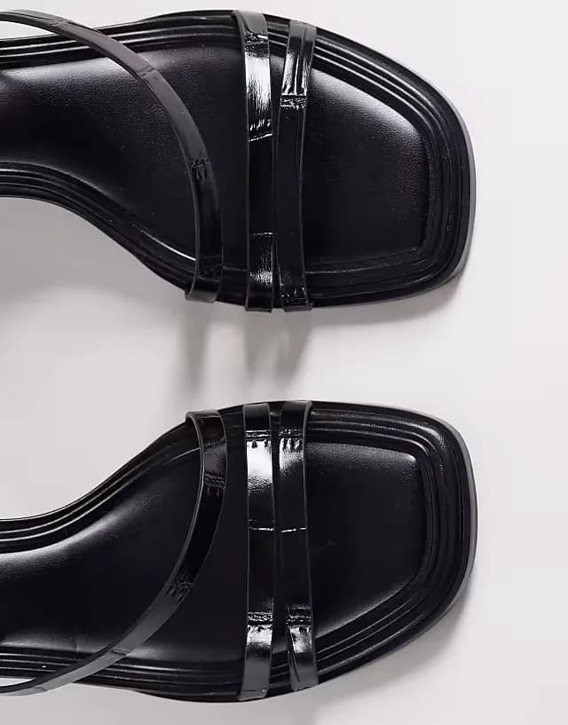 Wide Fit Honeybee mid block heeled sandals in black