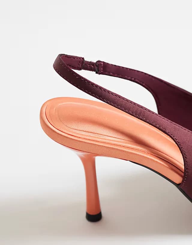 Wide Fit Sabrina slingback stiletto heels in plum and coral mix