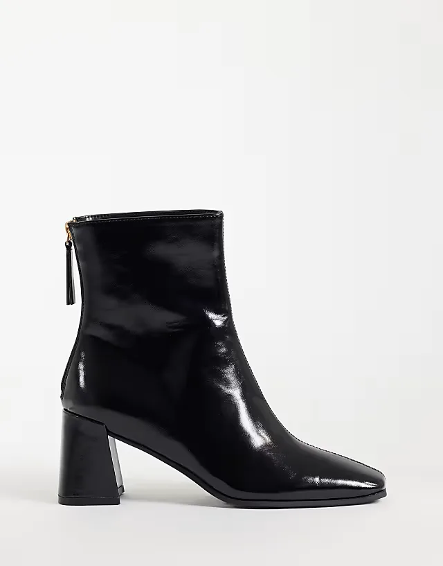 Wide Fit Rafe block heel ankle boots in black