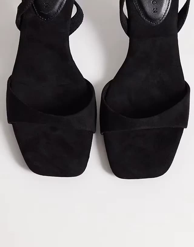 Wide Fit Hope barely there mid stiletto heel sandals in black