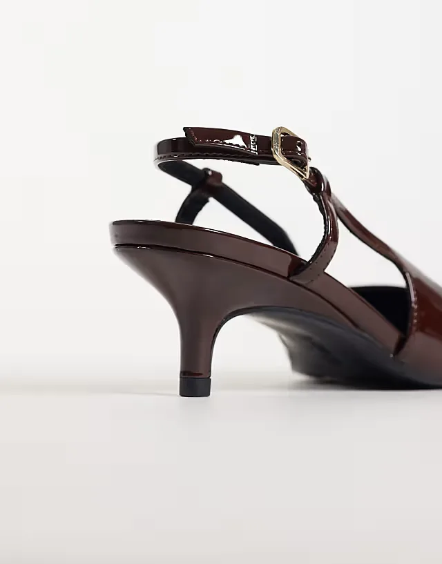 Skippy kitten heel shoes in chocolate patent
