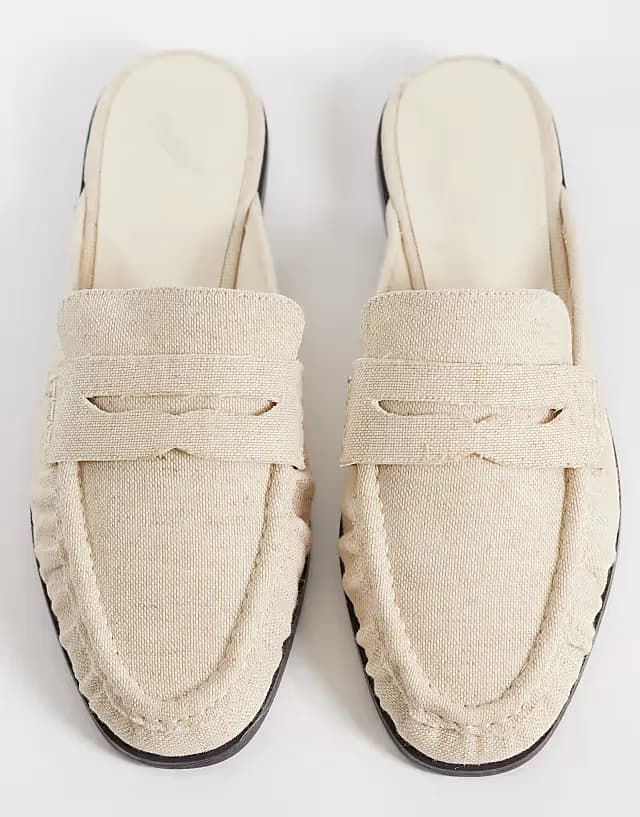 Mouse ruched detail loafer mules in natural