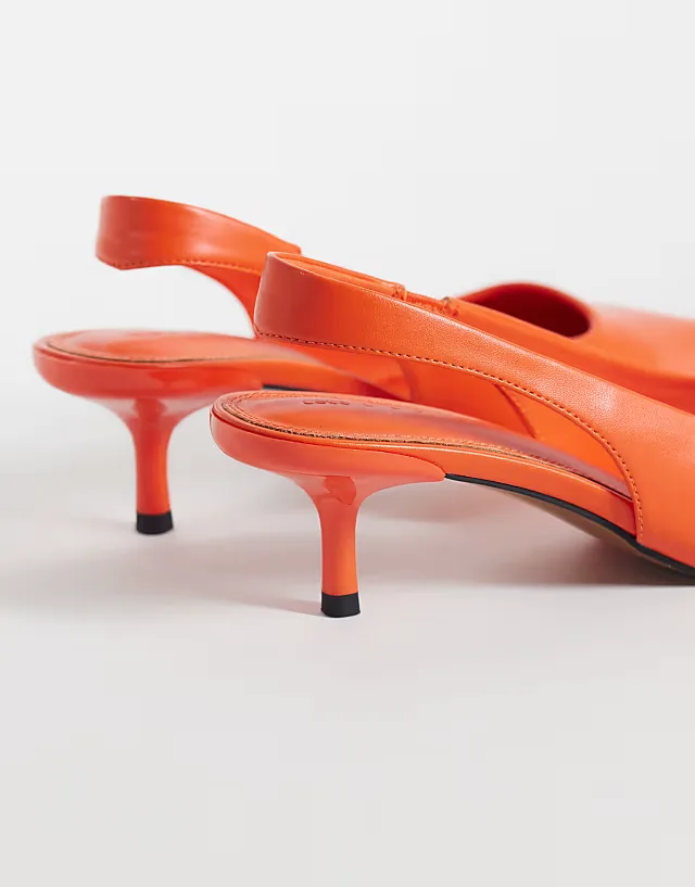 Signature kitten heeled shoes in orange
