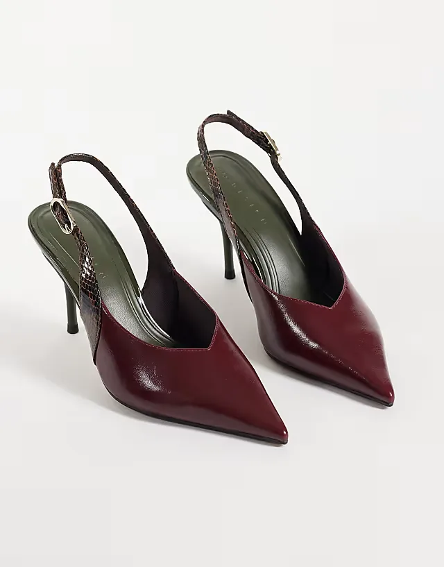 Serena slingback stiletto heels in burgundy mix