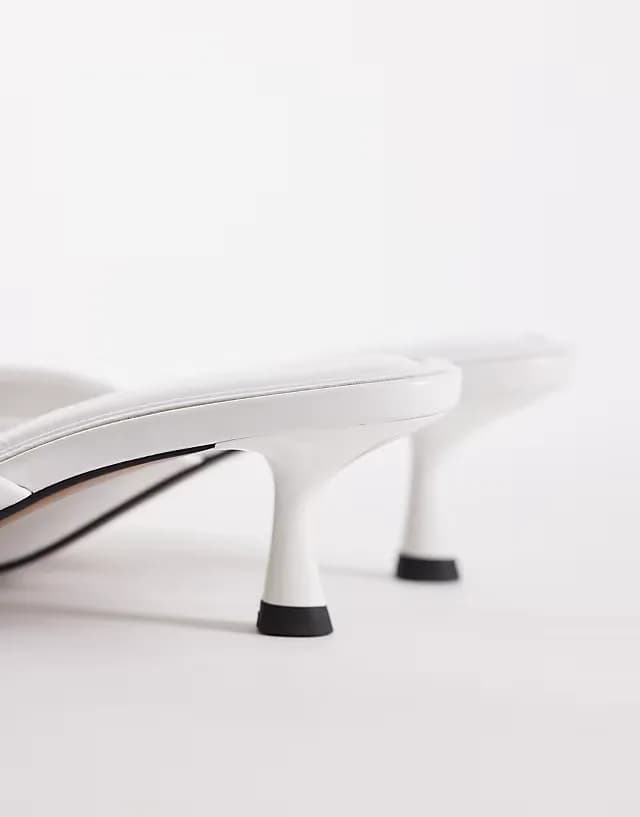 Wide Fit High-Five kitten heel mules in white