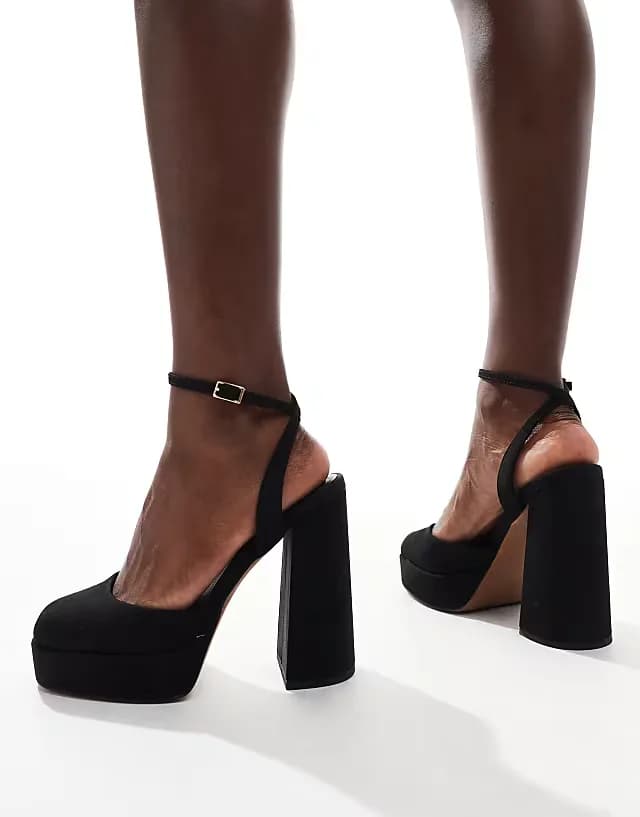 Pressure platform high heel shoes in black