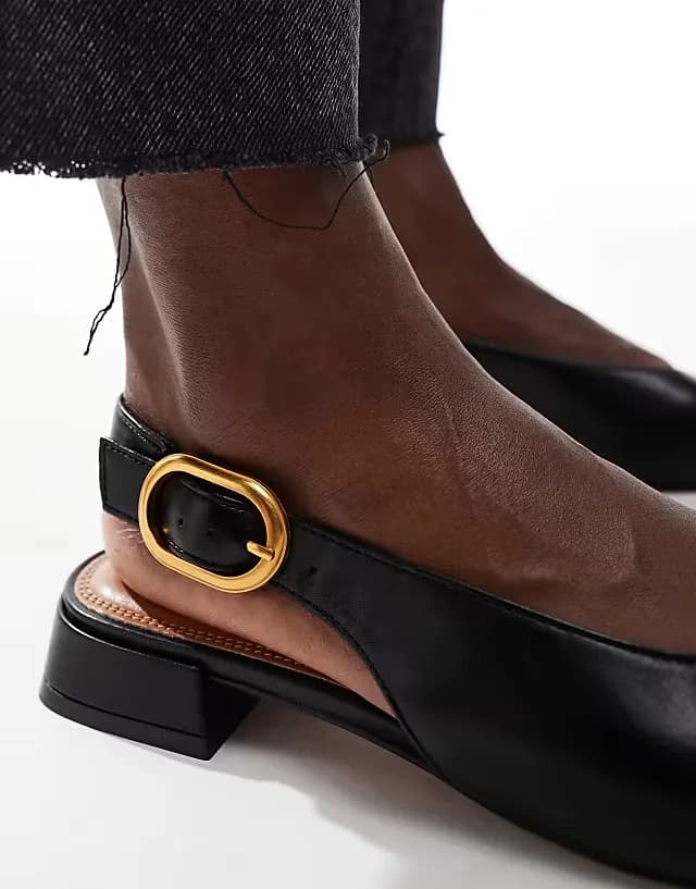 Wide Fit Leonora slingback ballet flats in black