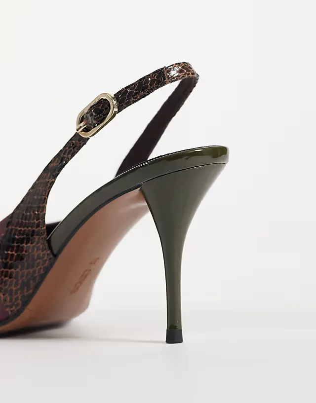 Serena slingback stiletto heels in burgundy mix