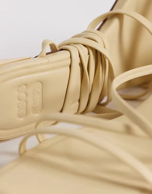 Hundred strappy block heel sandals in butter yellow