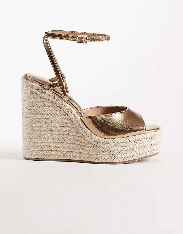 Wide Fit Tamryn espadrille wedge sandals in gold