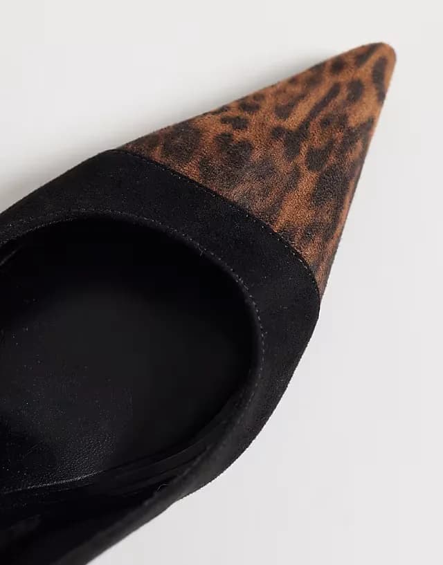 Sylvie two tone slingback mid heel shoes in leopard and black