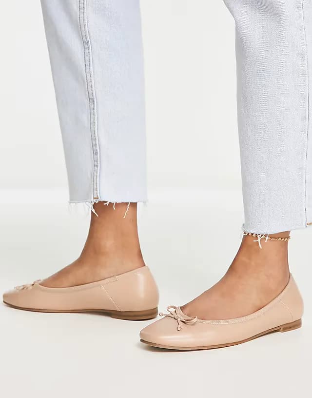 Wide Fit Lullaby bow ballet flats in beige