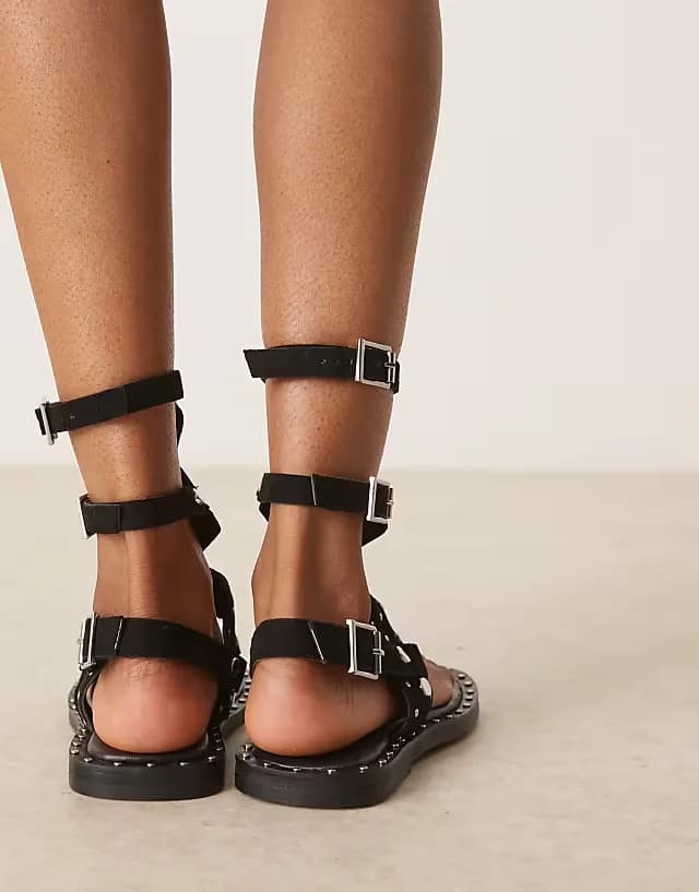 Fort leather gladiator sandals in black suede