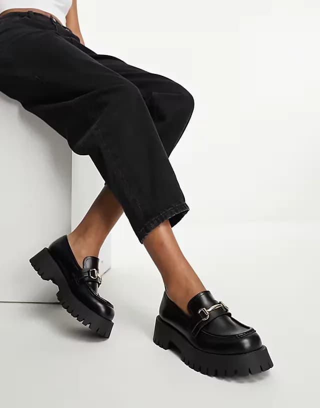 Wide Fit Masterpiece chunky loafers in black