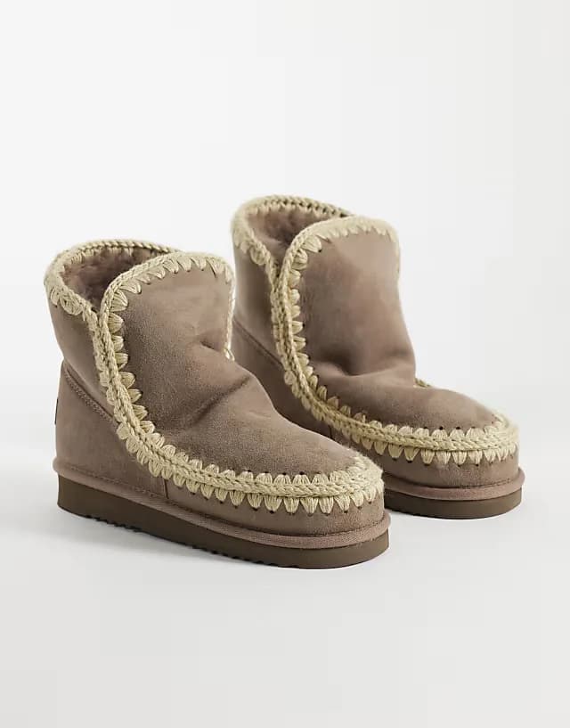 18 shearling lined suede boots in elephant gray