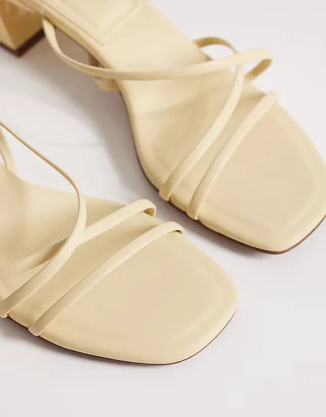 Hundred strappy block heel sandals in butter yellow