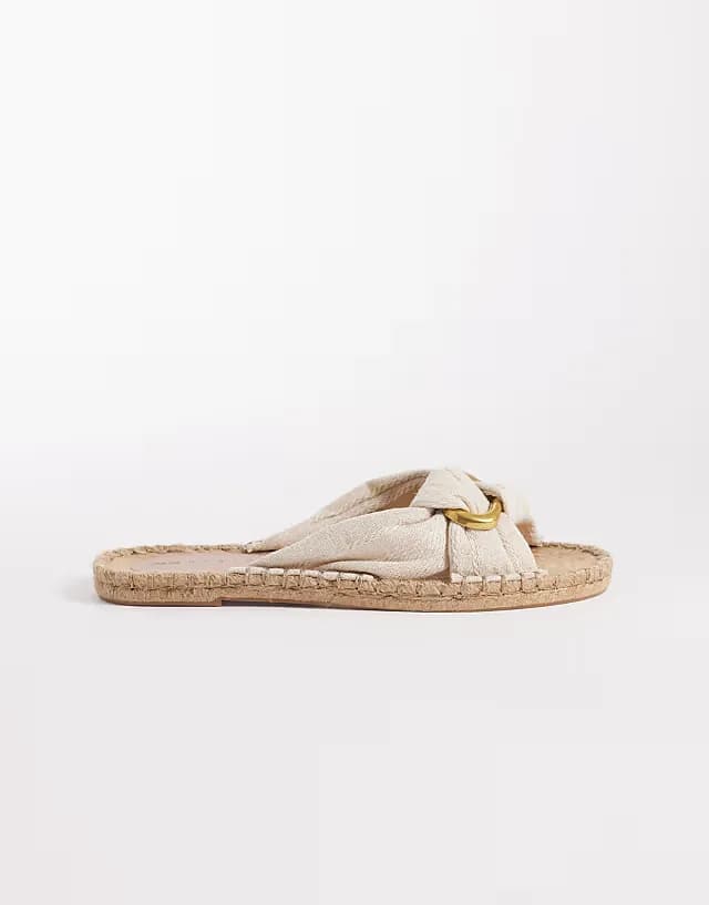 Jade knotted espadrille mules in stone