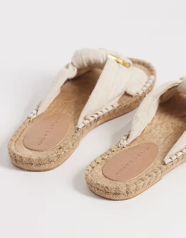 Jade knotted espadrille mules in stone