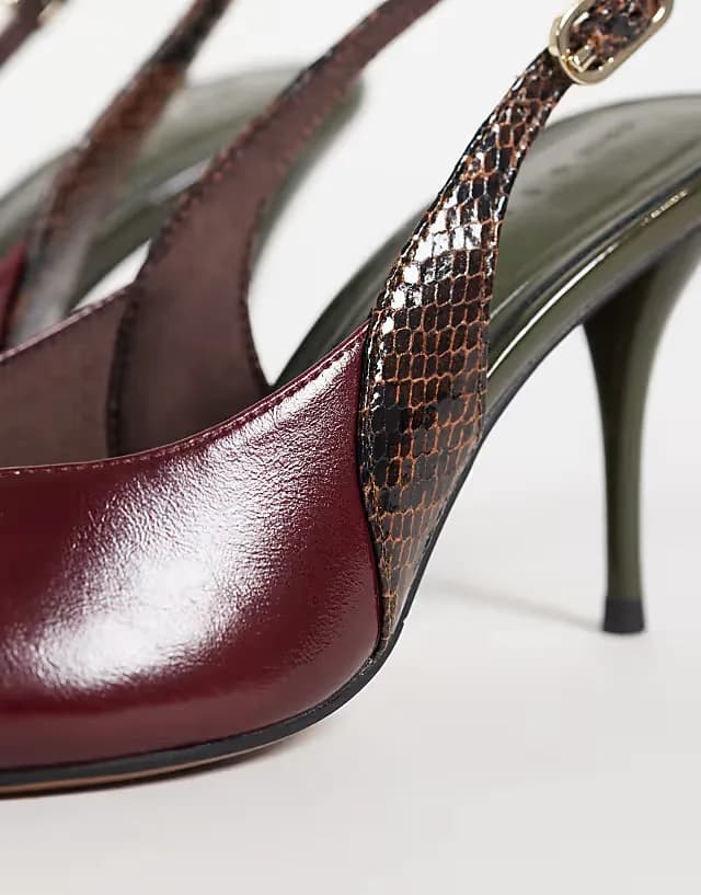 Serena slingback stiletto heels in burgundy mix