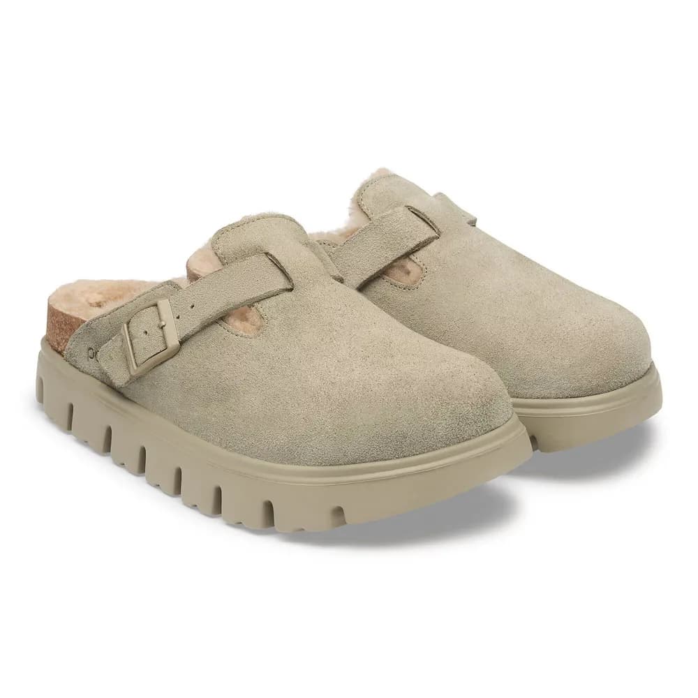 Boston Chunky Shearling Suede Leather Taupe