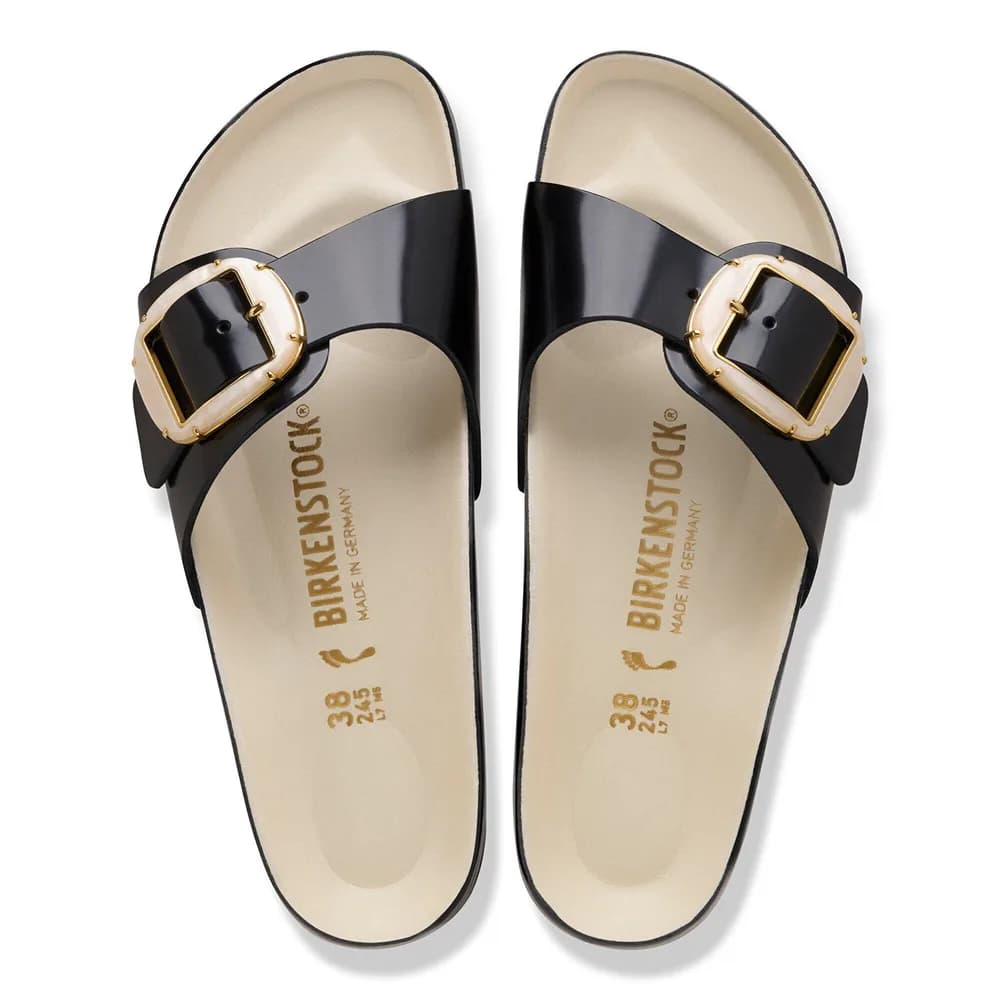 Madrid Big Buckle Pearl Natural Leather Patent