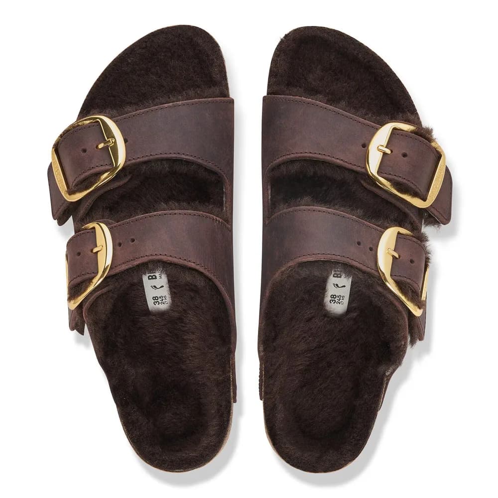 Arizona Big Buckle Shearling Oiled Leather Habana