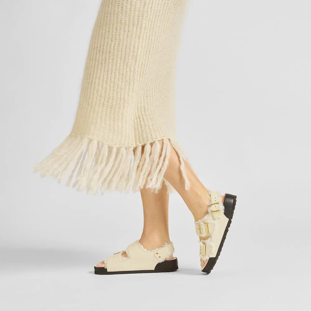 Milano Shearling Natural Leather-Shearling High Shine Ecru