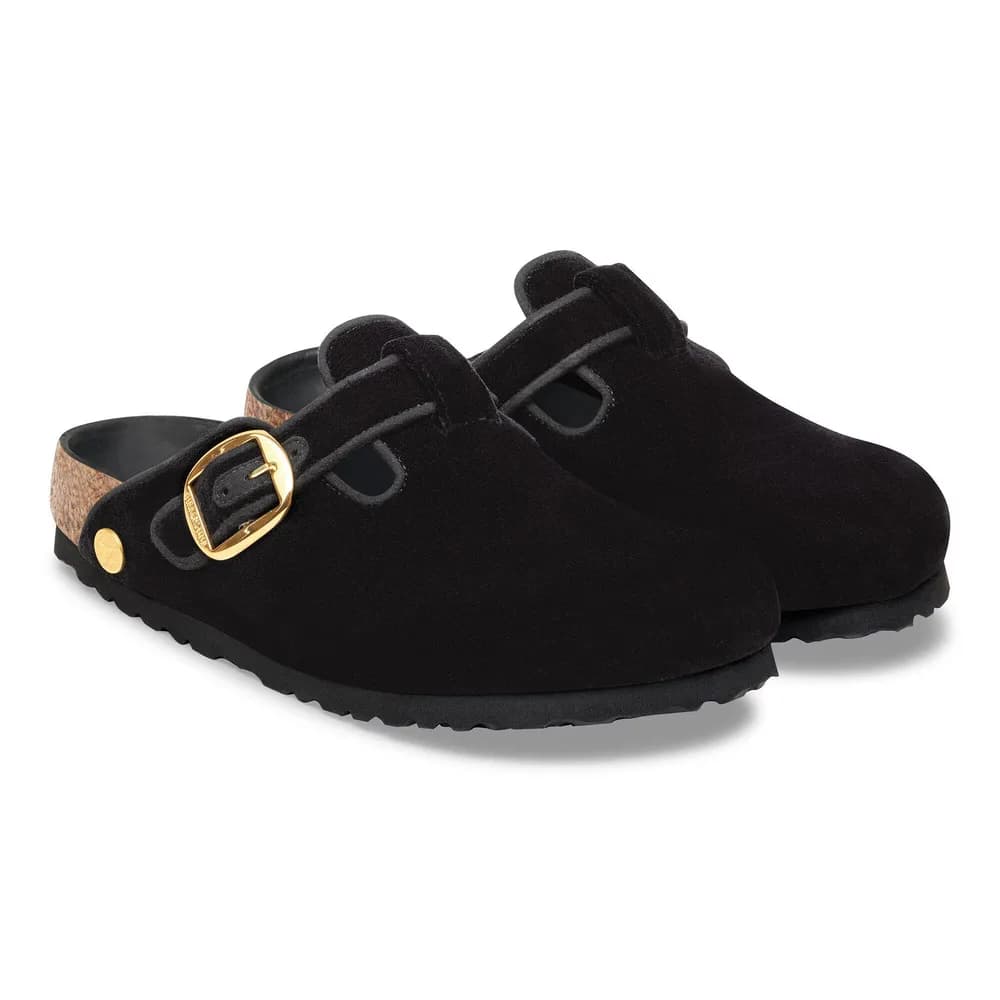 Boston Big Buckle Piping Rivet Logo Textile Velvet Black