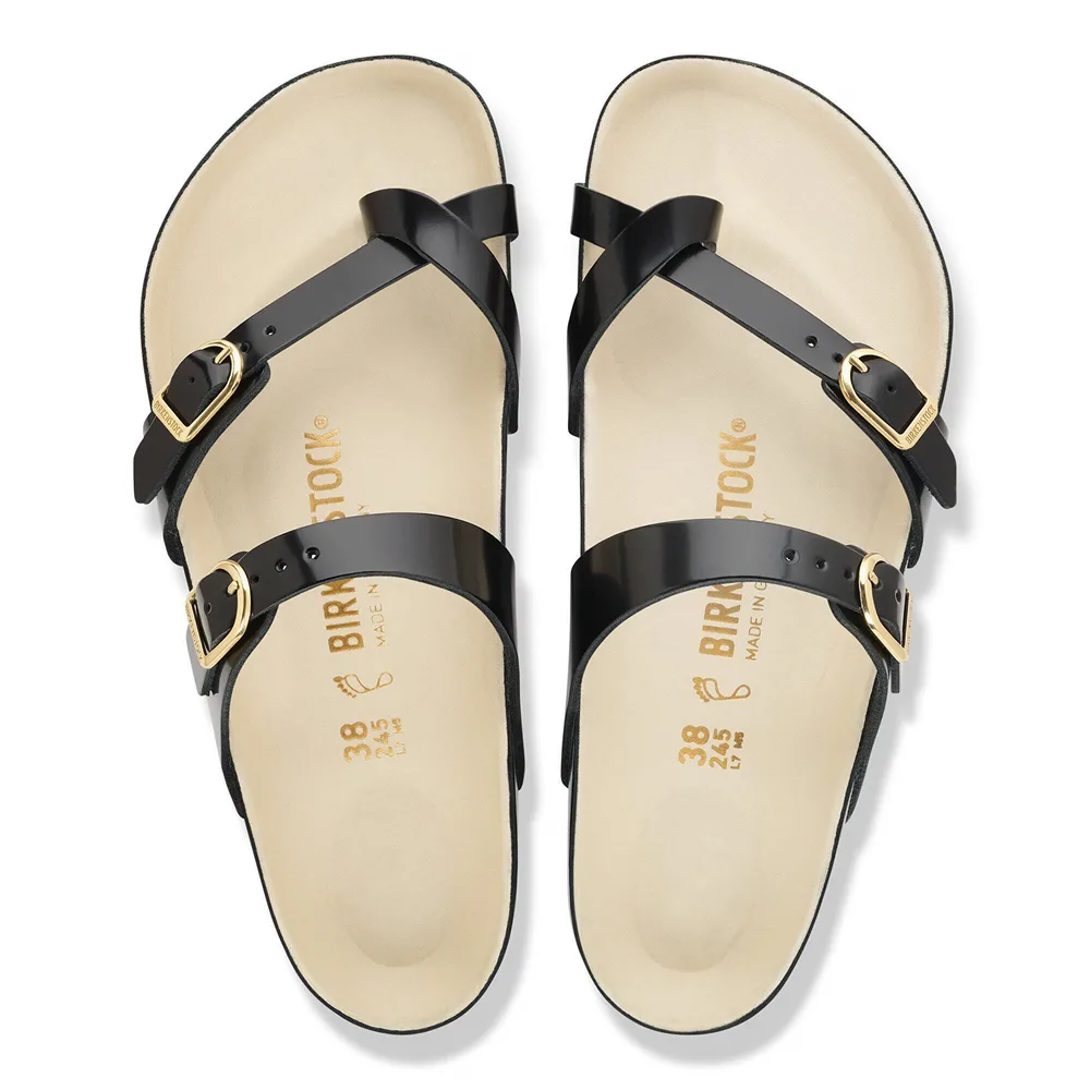 Mayari Natural Leather Patent High-Shine Black/Ecru