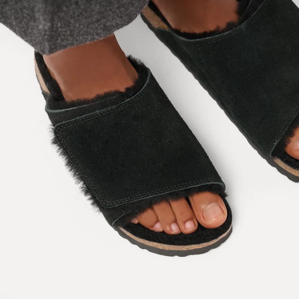 Solana Shearling Suede Leather Black