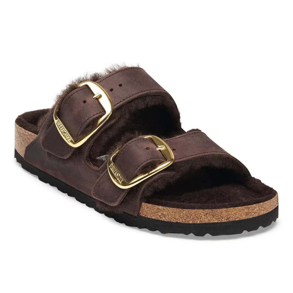 Arizona Big Buckle Shearling Oiled Leather Habana