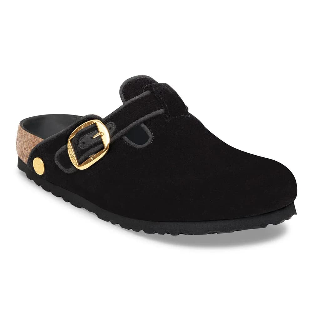 Boston Big Buckle Piping Rivet Logo Textile Velvet Black