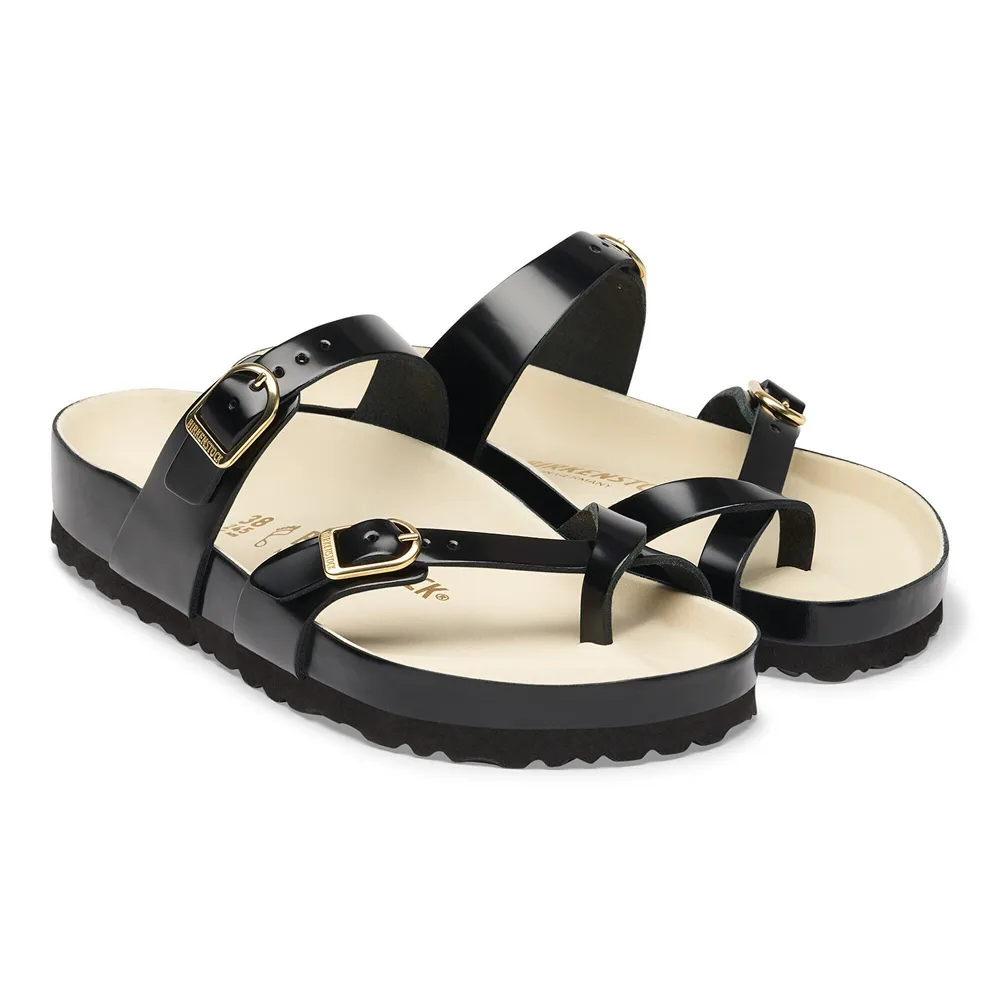 Mayari Natural Leather Patent High-Shine Black/Ecru