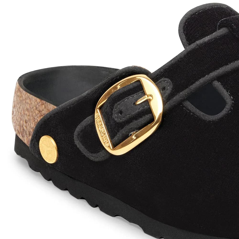Boston Big Buckle Piping Rivet Logo Textile Velvet Black