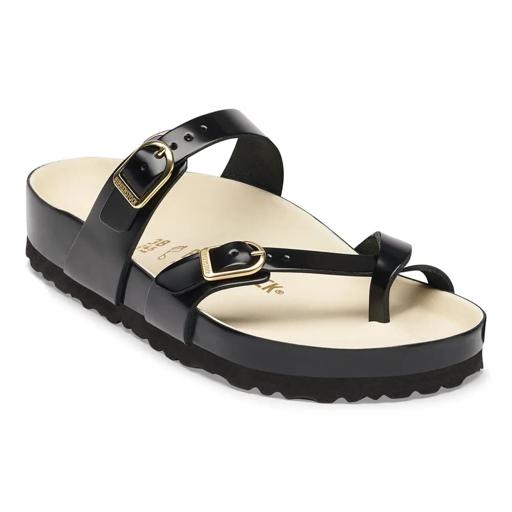 Mayari Natural Leather Patent High-Shine Black/Ecru