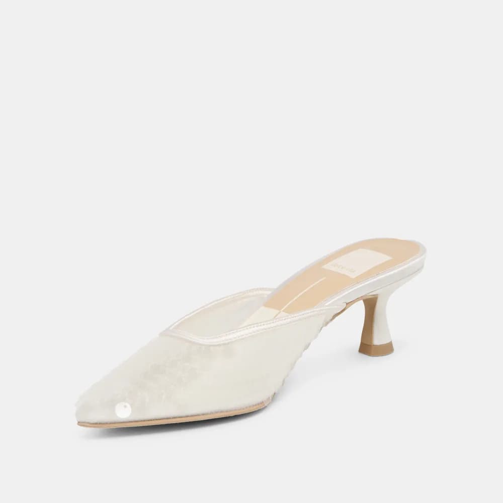 CLEO SEQUIN HEELS IVORY SEQUIN