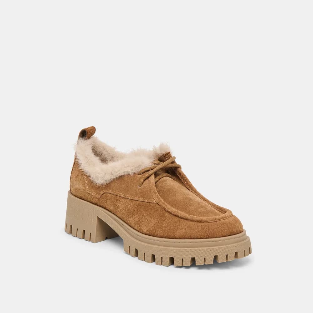 MILZA PLUSH LOAFERS LT BROWN SUEDE