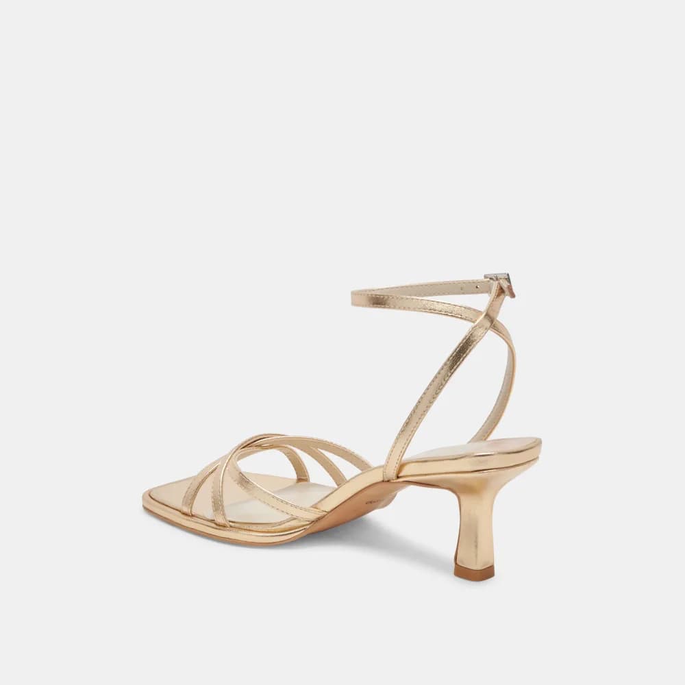 MANJI HEELS LIGHT GOLD METALLIC LEATHER