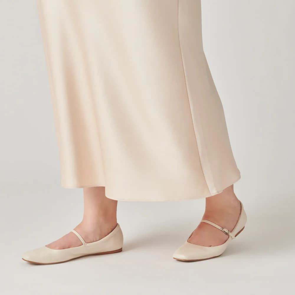 REYES BALLET FLATS IVORY LEATHER